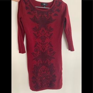 Red burgundy winter Mossimo 3/4 length sleeve dress size xs Bodycon
